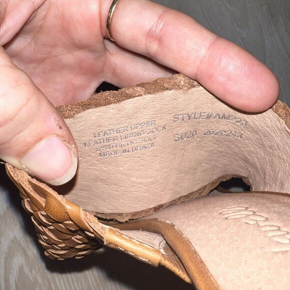 Madewell The Kiera Mule Woven Leather Brown Sandals Wooden Heel-Size 7 - Picture 7 of 9